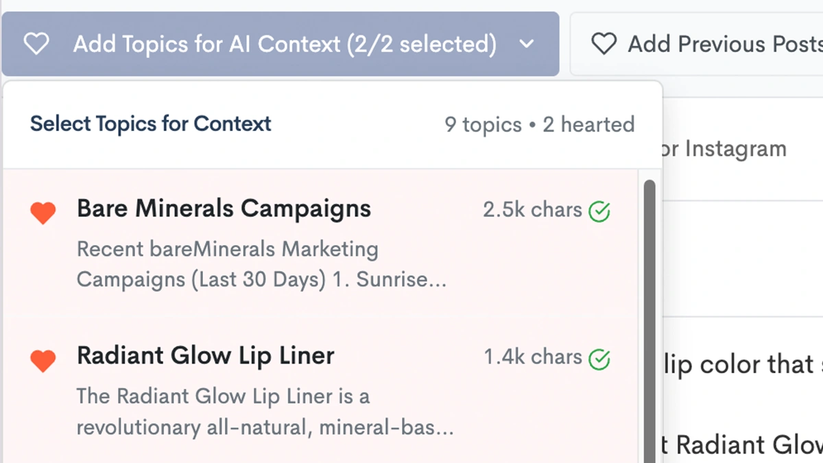 Topics added to brand kit